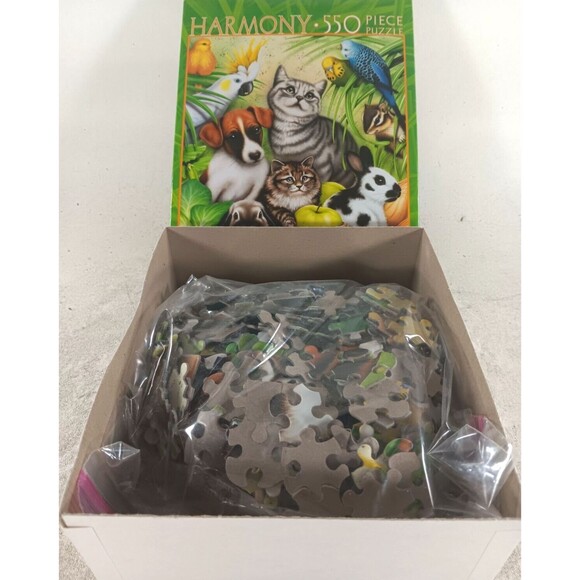 Birds Of A Feather 550 Piece Jigsaw Puzzle Cats Dog Bunny by Ceaco - Picture 3 of 3